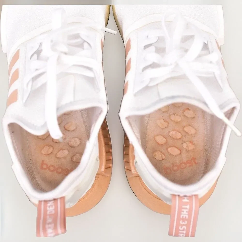 Adidas NMD R1 Womens Size 8 US Ash Pearl White Boost Knit Sneakers Shoes FV2475